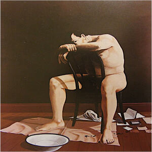 Bruno Pippa, Figura maschile a cavalcioni di una sedia, 1973