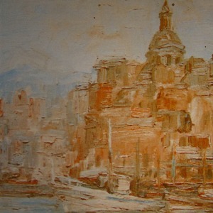 Domenico De Vanna, Il porto di Pozzuoli, pittura ad olio, 1971