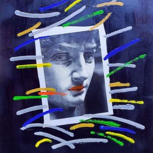 G. C. Riccardi, David, 1993, Collage e acrilico su tela, 44x54.