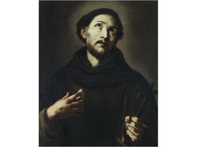 Luca Giordano (Napoli, 1634 – 1705) - San Francesco - Olio su tela, 74x62 cm - Coll. priv.