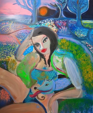 Silvia Argiolas, Kiss the skin, pittura acrilica su tela, cm 120×100, 2022