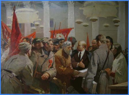 Levin Evgeni Nisonovich, Lenin a Smolniy, 1978, Olio su tela, 150 x 198,5 cm-web