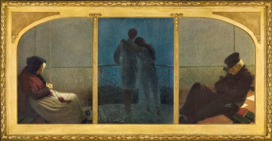 Dipinto di Angelo Morbelli : Trittico della vita