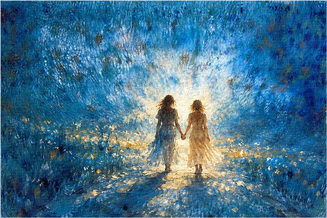 L'umilt� e la semplicit� in un'immagine creata dalla AI utilizzando come sfondo un dipinto di Leonardo Basile. 