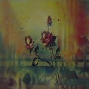 Autore sconosciuto, Rose, tecnica mista su tela, cm 60 x 80 