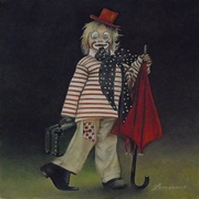 Nicola Lamanna, Il pagliaccio, olio su tel, 	cm 60 x 50