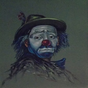 autore sconosciuto, Clown_1, olio su tela, cm 50 x 40
