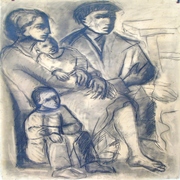Nicola Tullo, Famiglia, grafite su carta, cm 137 x 99