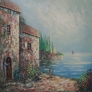 Autore sconosciuto, Paesaggio di montagna, Olio su tela, cm 50 x 60