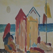 Giuseppe Signorile, In spiaggia, fotolito ritoccata a mano, cm 25 x 45