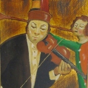 Giacinto Franco, Il violinista, olio su foglia oro, cm 30 x 14,5