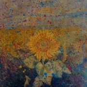 Giuseppe De Sario, Girasole, olio su cartone pressato, cm 27 x 20