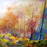 Autore sconosciuto, Bosco d'autunno, olio su tela, cm 25 x 35