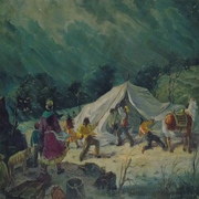 Sefedin Xhaferri, La tempesta, olio su tela, cm 50 x 70
