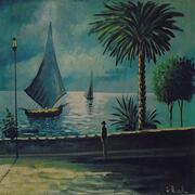 G. Miraglia, L'uomo e il mare, olio su tela, cm 50 x 70