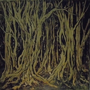 V. Stramaglia, La selva, bitumina su tela, cm 50 x 70