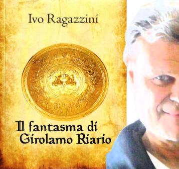 Ivo Ragazzini e la copertina del suo ultimo libro in una elaborazione di Leonardo Basile