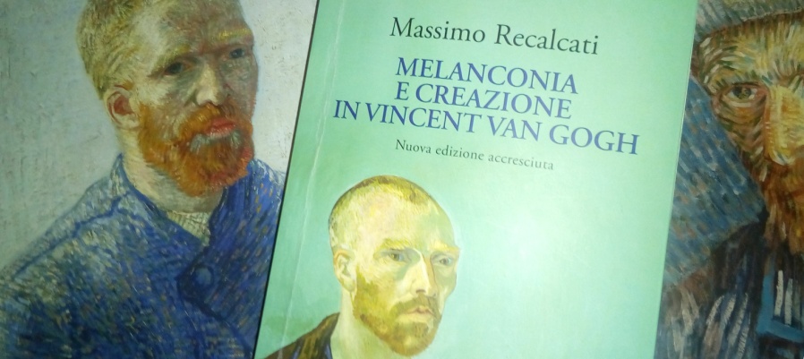 La copertina (part) del libro di Massimo Recalcati su Van Gogh fotografata su alcune immagini del pittore