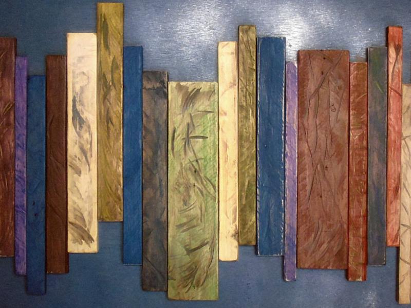 Chromatic diagram, legno e acrilici su legno, cm 56 x 102, 02/02/2022