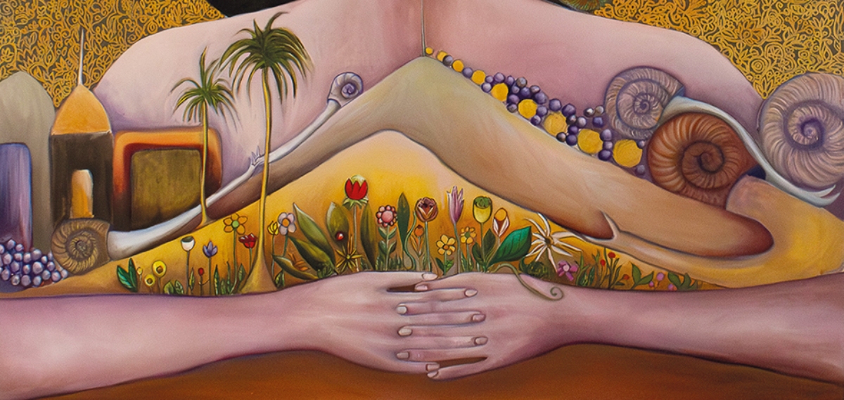 Nell'immagine un particolare di un' opera dell'artista