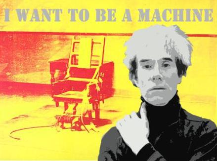 Warhol e una sua opera (Electric Chair) in una elaborazione di Leonardo Basile