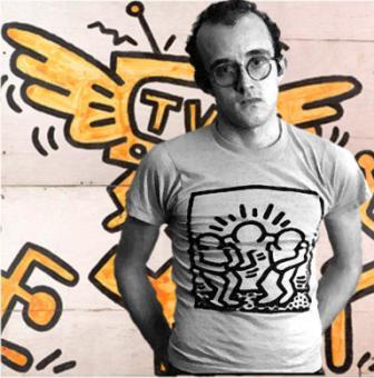 Keith Haring e una sua opera in un montaggio di Leonardo Basile