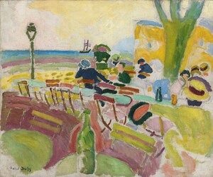 Dipinto di Raoul-Dufy: La terrasse sur la plage