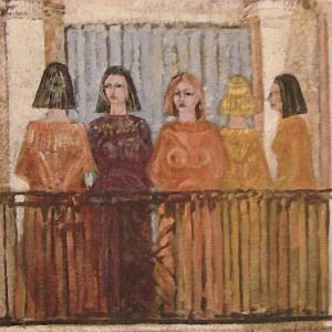 Rocco Barbarito, Donne al balcone, Dipinto ad olio su tela,
 1998