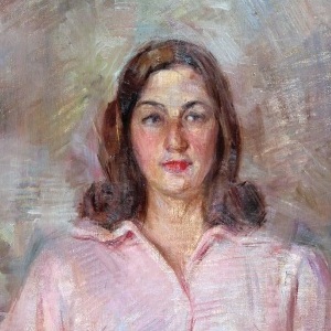 Domenico De Vanna, Donna in rosaolio su cartone, cm 65x55