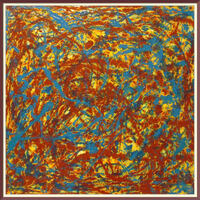BaSiLe - Dripping on hardboard -2 : Oli e smalti su faesite, cm 44 x 44 - 15/11/2024 (cornice digitale)
