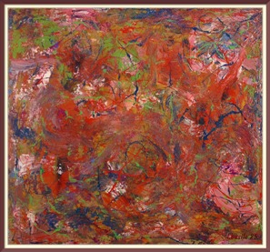 BaSiLe - 'San Valentino il giorno dopo', acrilici, smalti, su mdf rivestito con spatolato granello - cm  75,5 x 82,5 - 15/02/2025